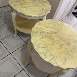2 Solid Marble end tables 