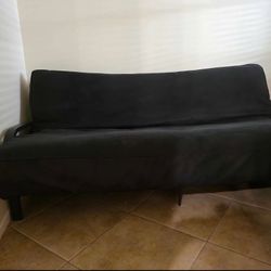 Super Comfy Black Futon Couch/Bed Plus Extra Black Cushion