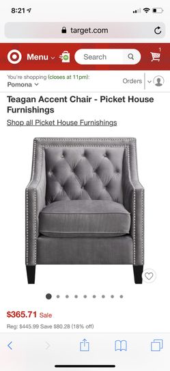 $450 Armchair accent chair gray soft Luxury Tufted Nailhead