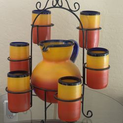 Mexican hand painted margarita / beverage set