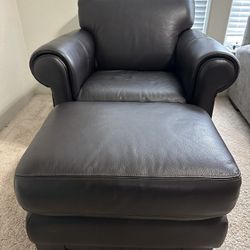 Large Leather Chair With Ottoman