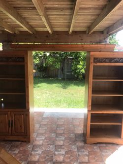 Entertainment center very nice has lights on the top and in each side