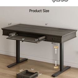 😀 ONBRILL Standing Desk with Drawers, 55 x 23 Inch Electric Height Adjustable Desk with Storage & Outlets, for Computer Workstation, Home Office, Ret