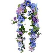 Silk Flower Garland- Purple and Blue Total 7 Pieces