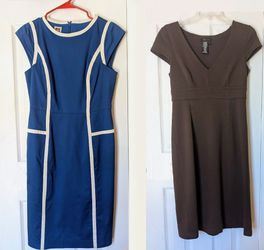 blue and brown pencil sheath bodycon dresses XS size 2/4 small, $10 each