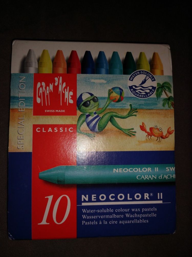 Caran d'ache neocolor ll water soluble wax pastels. New