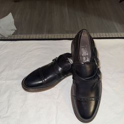 New Ferragamo Dark Blue Real Leather Dress Shoes - Size 7.5D