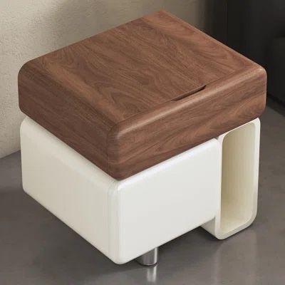 Contemporary Walnut / Ivory Nightstand w/ Drawer & Storage Cabinet [REFURBISHED / NEW] **Retails for $359 **FULLY ASSEMBLED**
