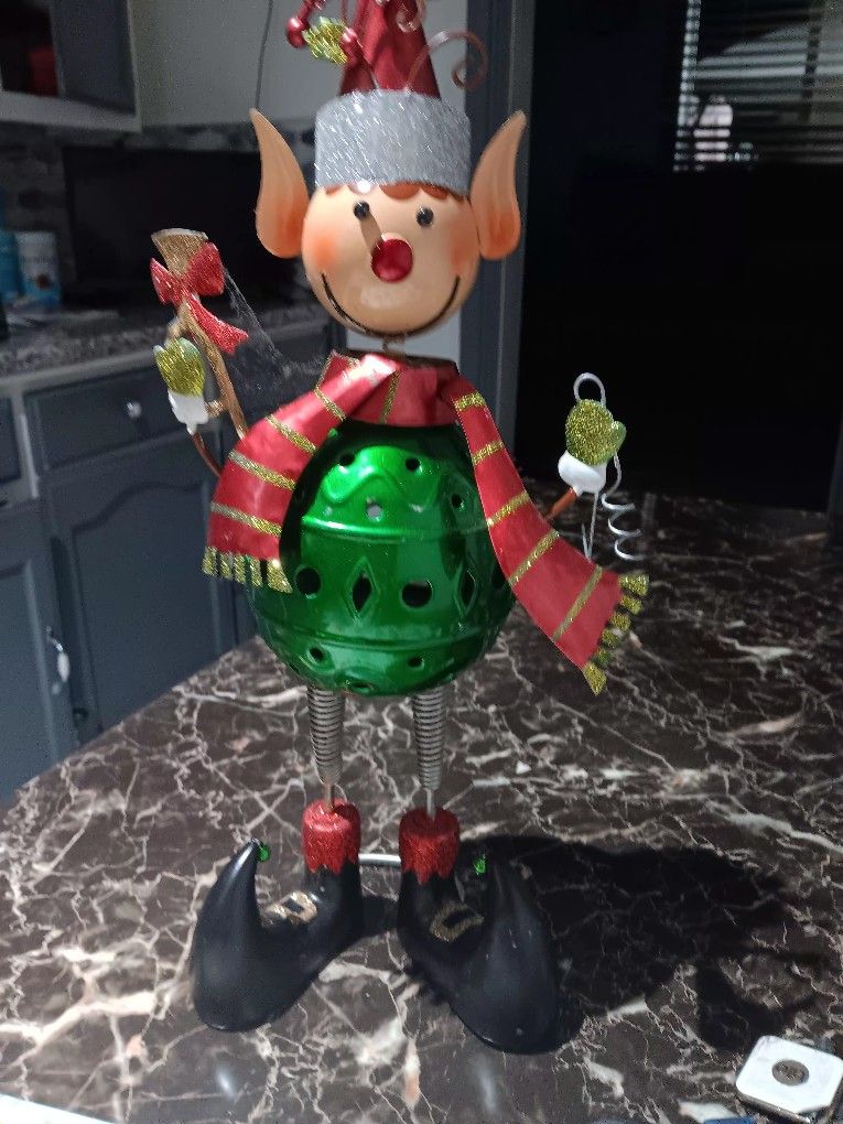Christmas Elf Metal Candle Holder