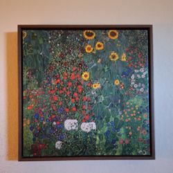 🎨 SIGNED Gustav Klimt "Farm Garden" – Framed 16x16 Gallery Canvas 