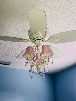 Pink And White Chandelier Ceiling Fan