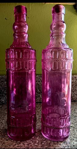 Decorative Glass Bottles Pair