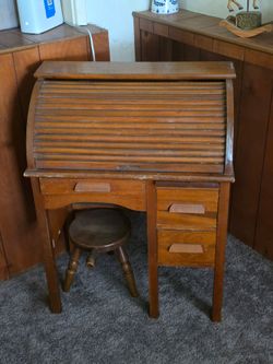 Child's mini roll top desk antique