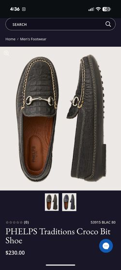 PHELPS Traditions Croco Bit Loafers Mens 10.5 M Black Crocodile Print Leather Manufactured 04/25