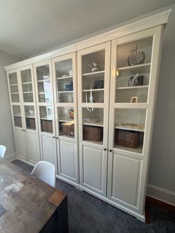 IKEA LIATORP White Glass-Door Cabinets – Set of 3