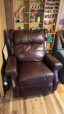 2 Burgundy Leather Recliner Chairs