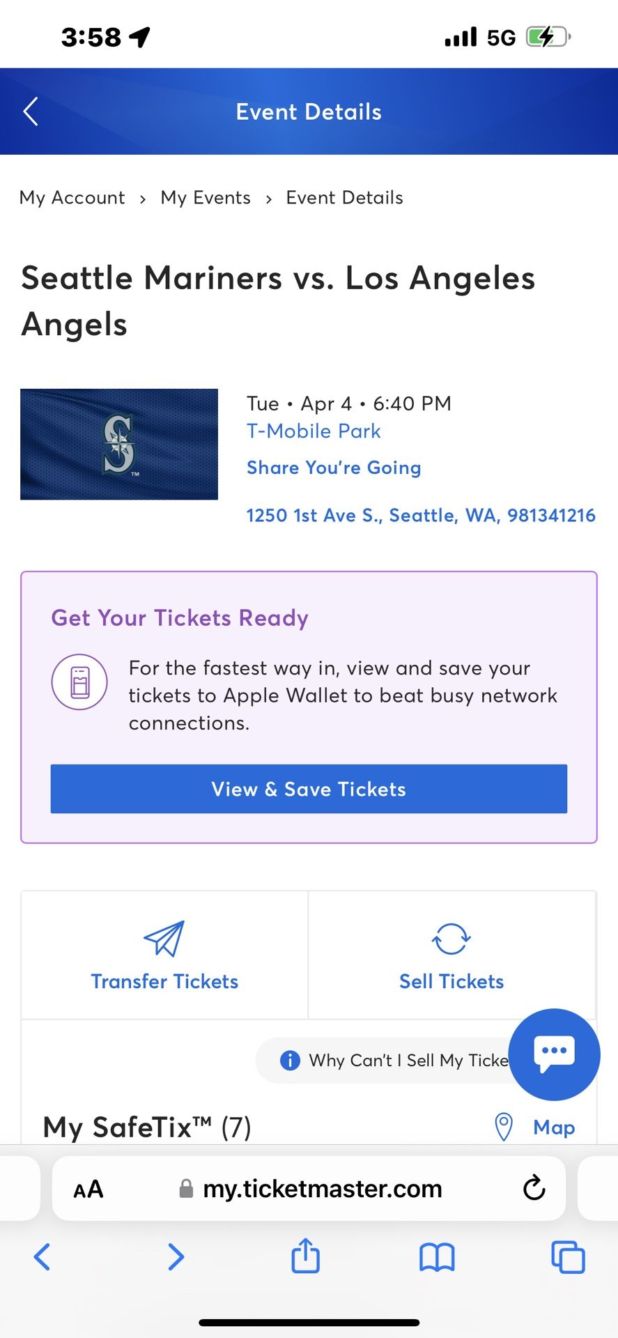 7 Mariners Tickets