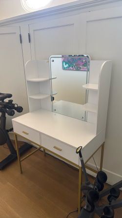 White Vanity with Gold accents