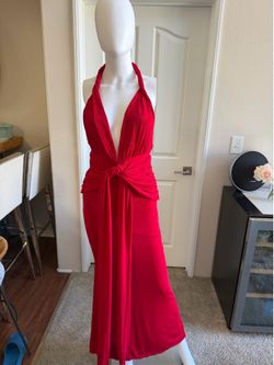 Red Halter Neck Maxi Dress