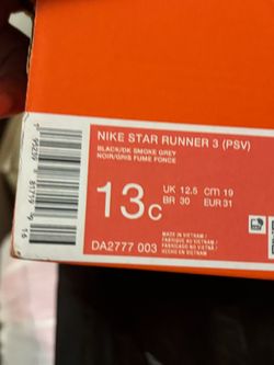 New Kids Nike Star Runner 3 Black Size 13C