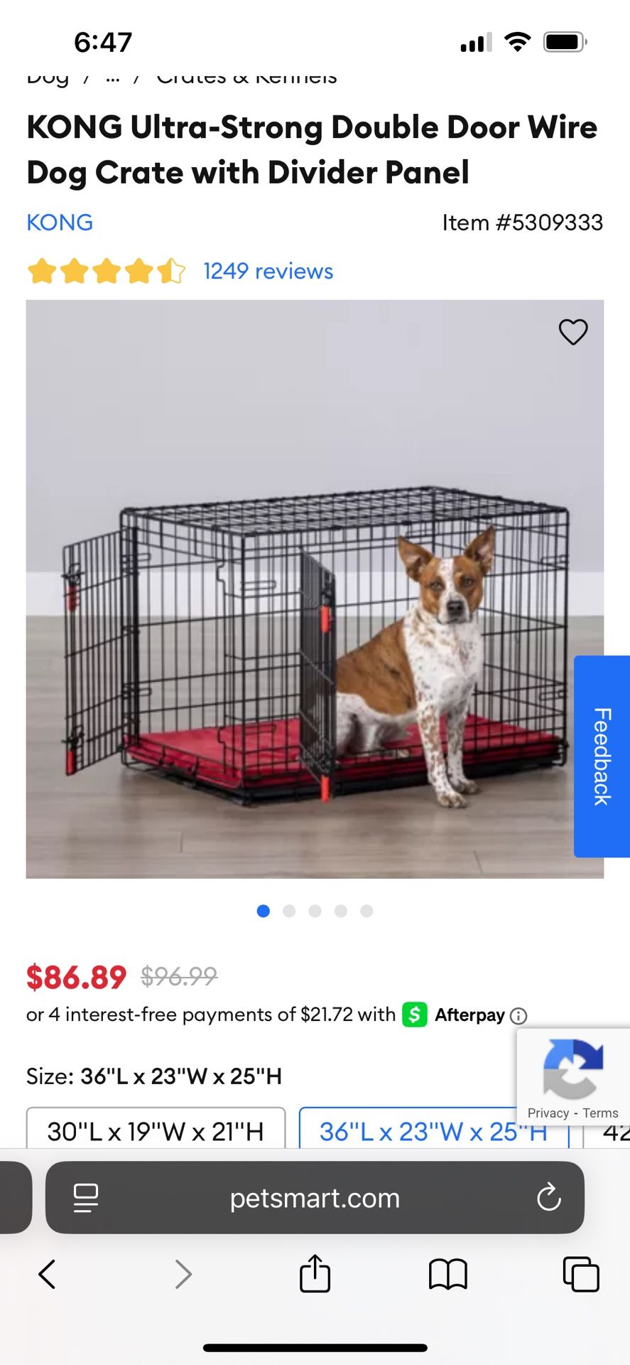 KONG Ultra-Strong Double Door Wire Dog Crate with Divider Panel