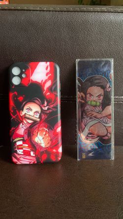 iPhone 7, Nezuko phone case and bookmark