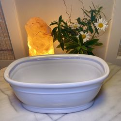 Serving Bowl, Flower Vase or Iced Beverage Stunning Oval Stoneware Like New