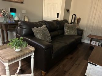 Brown leather couch