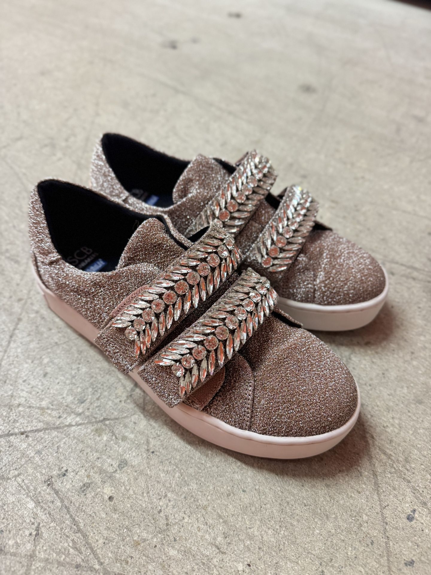 SCB OrthoLite Sparkle Sneakers – Size 8.5, Rose Gold with Crystals