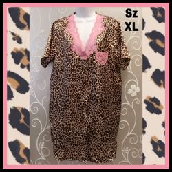 WOMENS SILKY LEOPARD NIGHTGOWN SIZE XL
