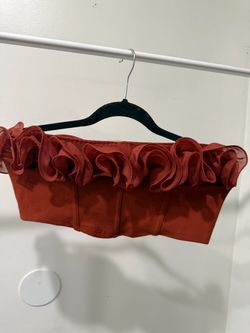 Rust  Ruffle  Crop Top