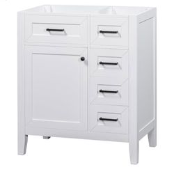 Assembled New Solid Wood Frame 30 Inch Bathroom Vanity Without Sink Freestanding Cabinet Washstation 1 Soft Close Doors 3 Drawer No Basin Symmetric St