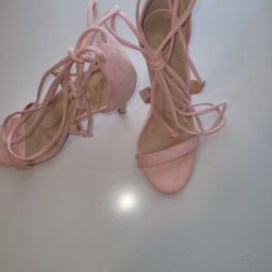 Faux Suede Ankle Wrap Tie Stiletto Heel Lace-Up Sandals

