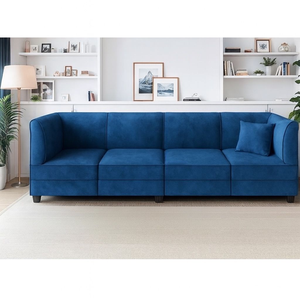 New 116" Modular Sectional Sofa with Reversible Chaise,L-Shape Convertible Couch with 4 Seats,Velvet Modern Sleeper New in box US21 4 boxes * Modula
