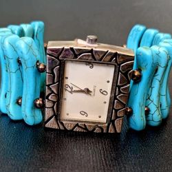 Gorgeous Handmade Watch/ Bracelet with Turquoise 