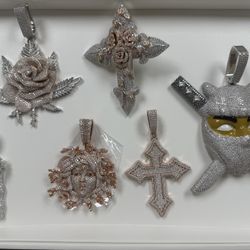 💎Real solid 925 silver 18k white gold vvs lab made moissanite diamond  Custom Pendants💎