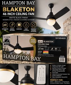 Hampton Bay Blaketon 46-Inch Ceiling Fan Matte Black