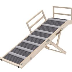 Dog Ramp, Folding Pet Ramp~NEW~ 4 Adjustable Heights~Dog Step w Side Rails for Up To 88lbs