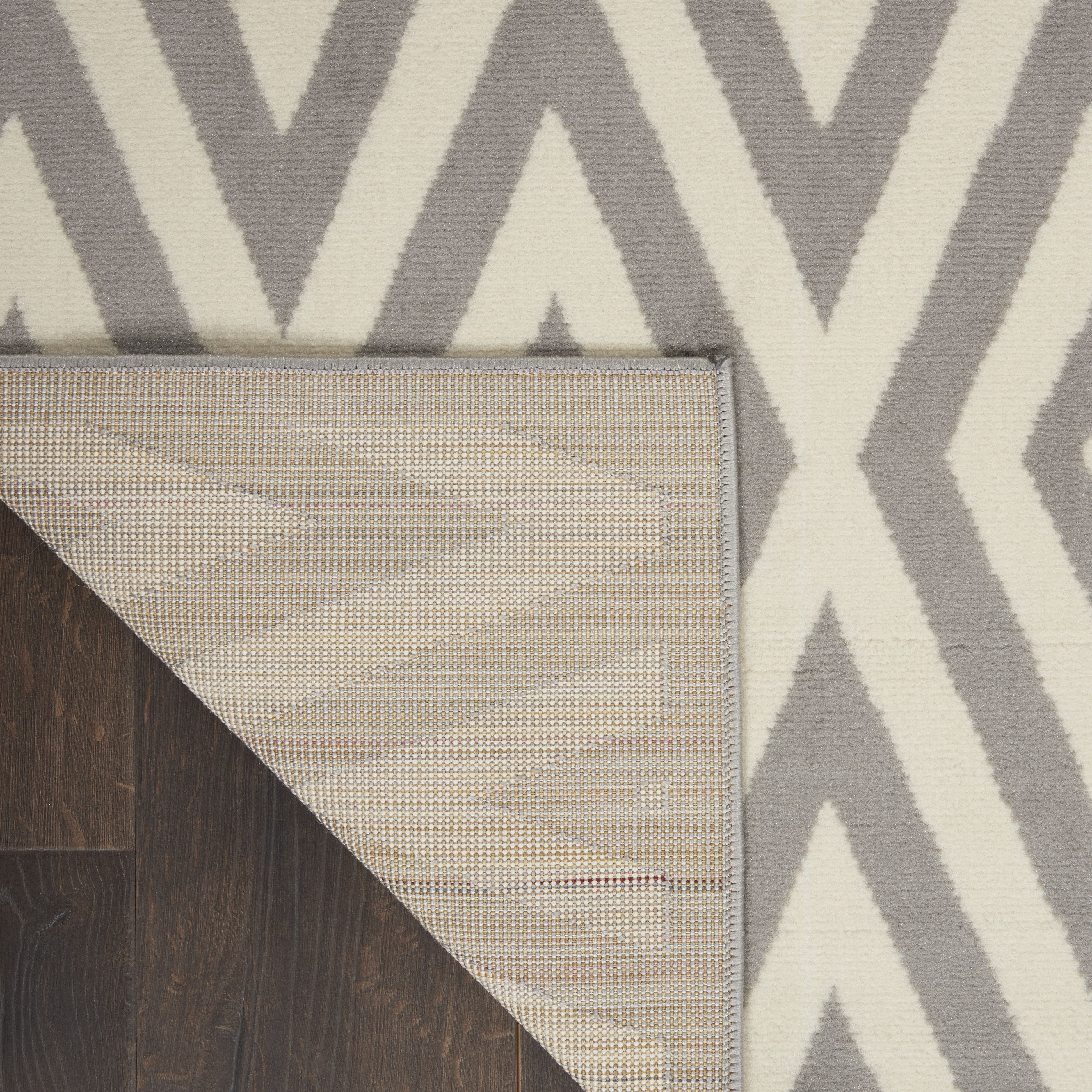 Nourison Grafix Rectangle 6'X9' White And Grey Area Rug 099446719553