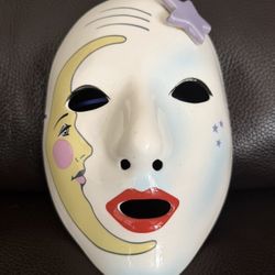 Vtg 80's Vandor Pelzman Design Ceramic Mask Moon and Stars 1985 Japan Rare