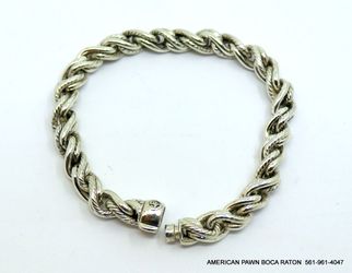 David Yurman Sterling Silver 8.5mm Woven Cable Link Gents Bracelet Barrel Clasp Pre owner. 
