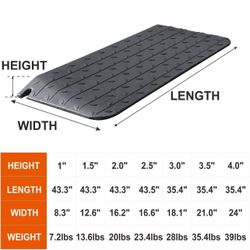 3”Wheelchair Threshold Ramp, Rise Options, Wheelchair Ramp 7000Lbs Load Capacity, Non-Slip Textured Surface for Wheelchairs, Scooters