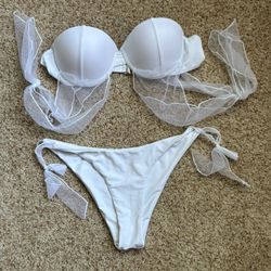Bridal Bathing Suit With Sheer Ties
