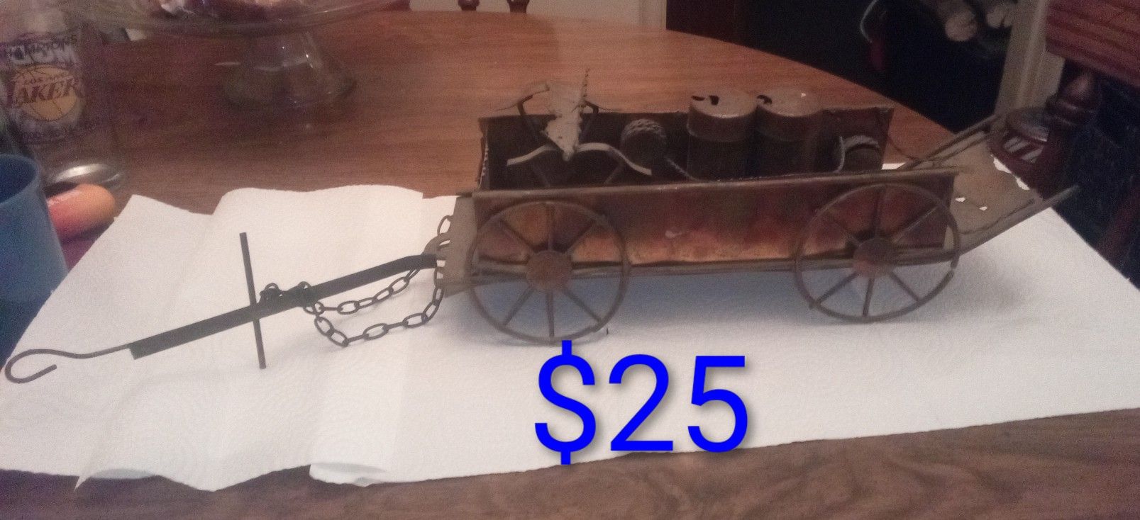 Metal Wagon 21 Inches Long Total 