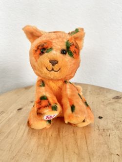 Build A Bear MINI BEANS Pumpkin Kitty Cat Orange Stuffed Plush Animal 6in