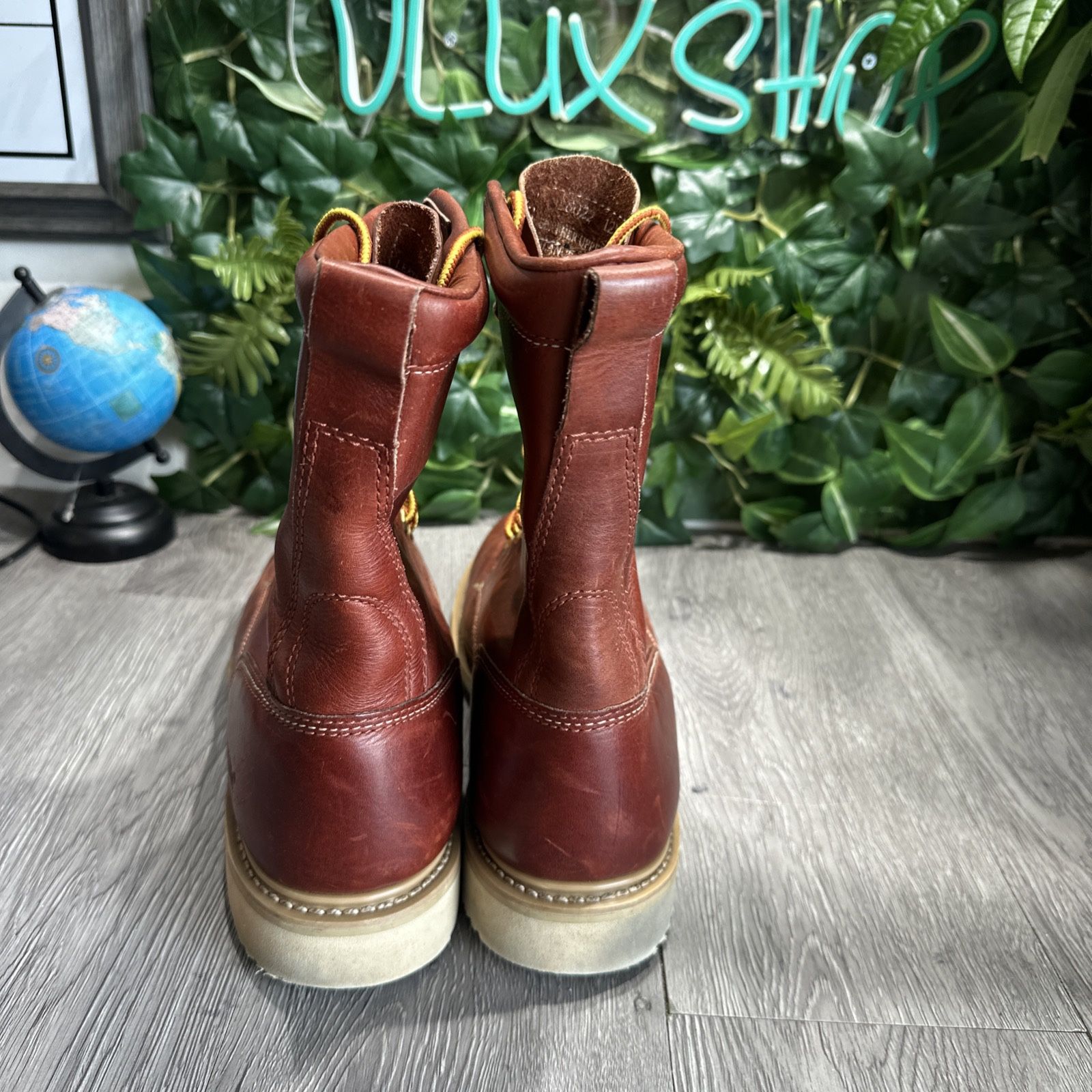 Carolina AMP MX 8” Brown Red Work Boots Round Soft Toe Shoes 