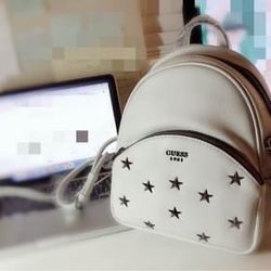 Guess white Women handbag，backpack