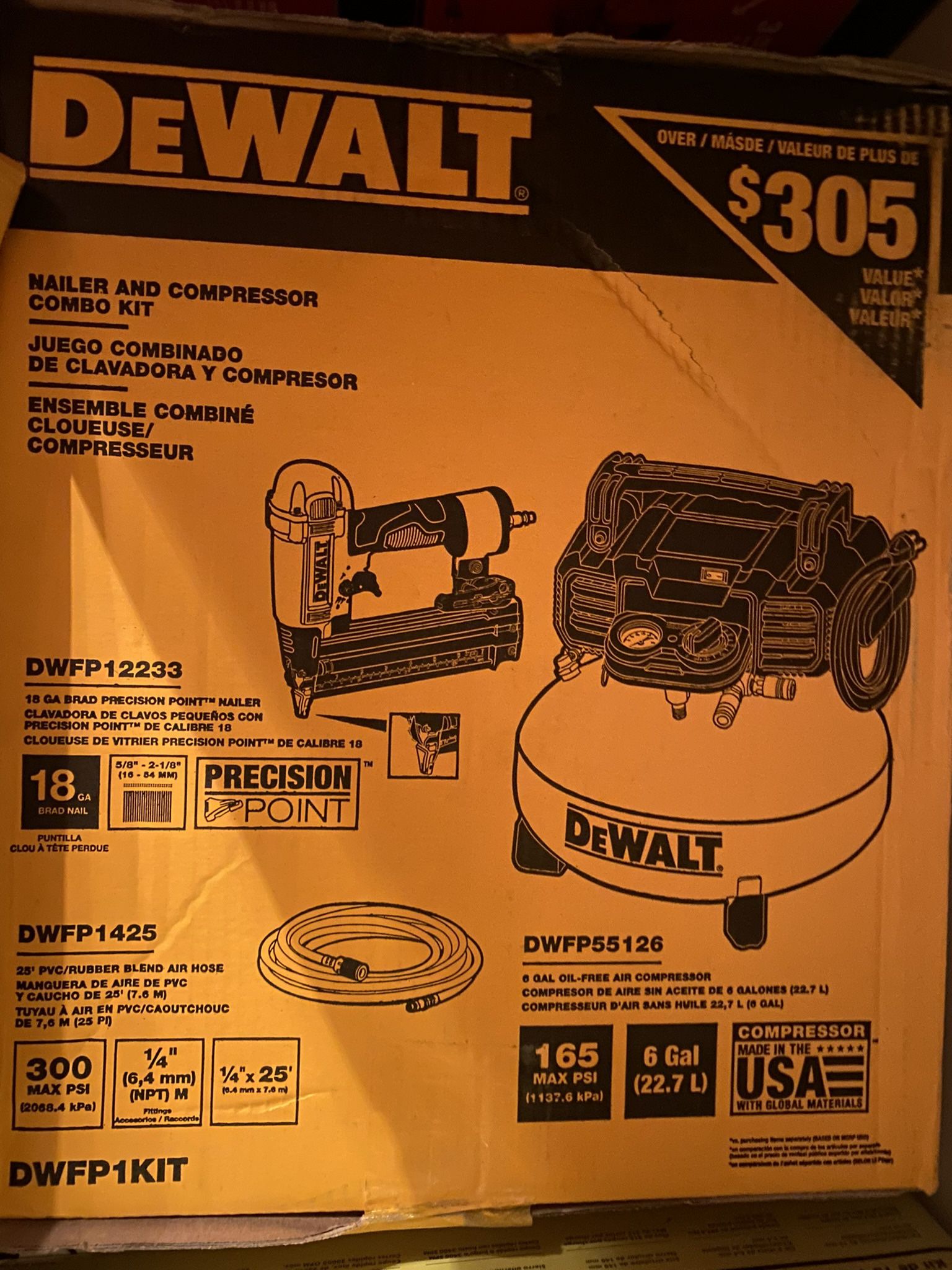 DeWalt 6 Gal. 18-Gauge Brad Nailer and Heavy-Duty Pancake Electric Air Compressor Combo Kit