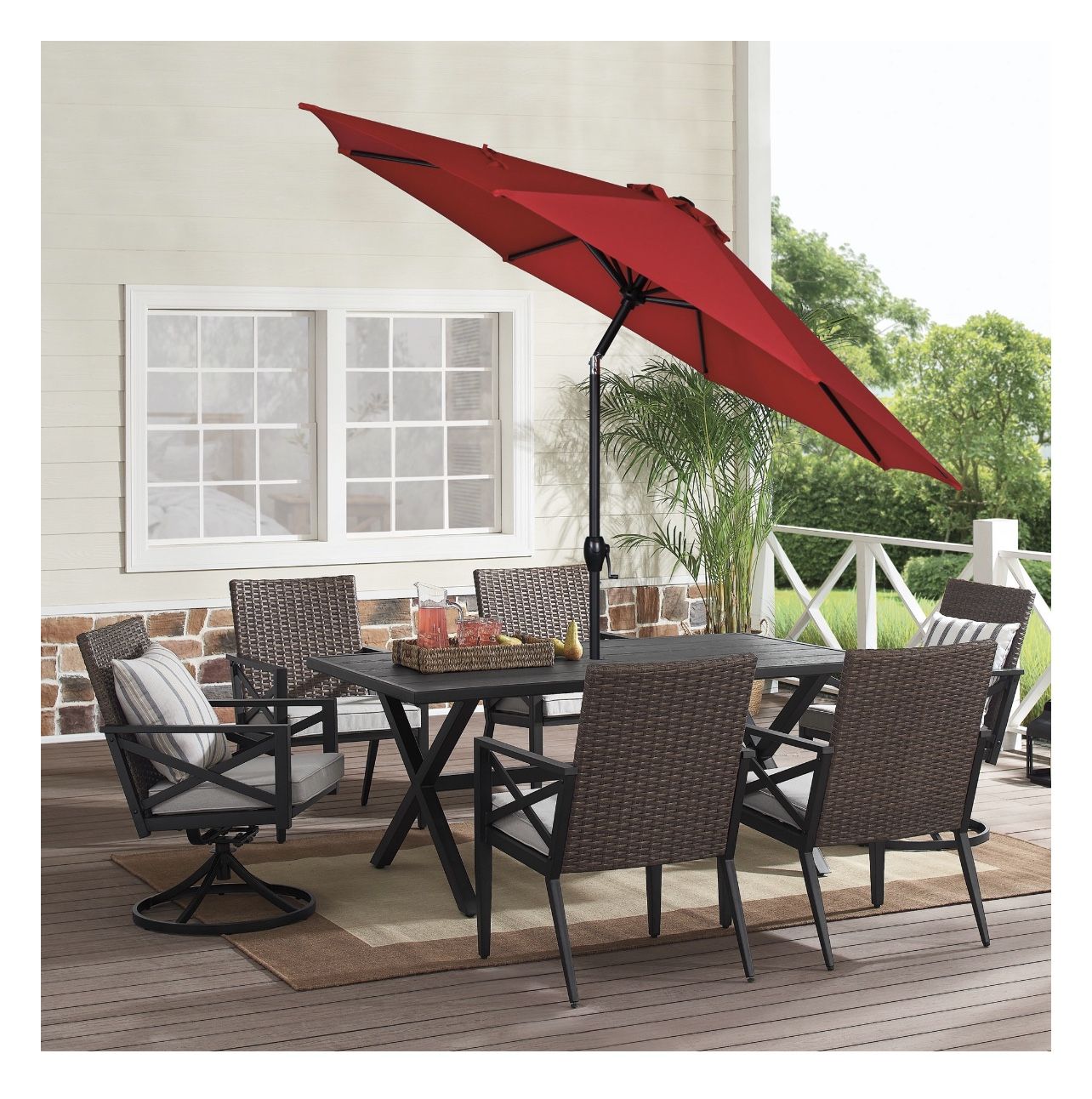 Mainstays 9ft Really Red Round Outdoor Tilting Market Patio Umbrella