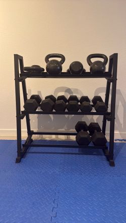 CAP Dumbbell & Kettlebell Set with Rack – 270 lbs Total